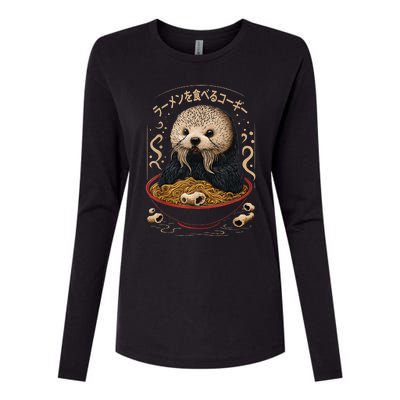 Kawaii Otter Japanese Ra noodles soup Otter Lover Womens Cotton Relaxed Long Sleeve T-Shirt