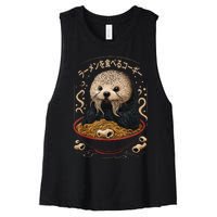 Kawaii Otter Japanese Ra noodles soup Otter Lover Women's Racerback Cropped Tank