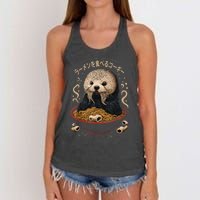 Kawaii Otter Japanese Ra noodles soup Otter Lover Women's Knotted Racerback Tank