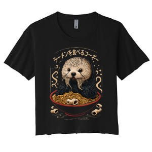 Kawaii Otter Japanese Ra noodles soup Otter Lover Women's Crop Top Tee