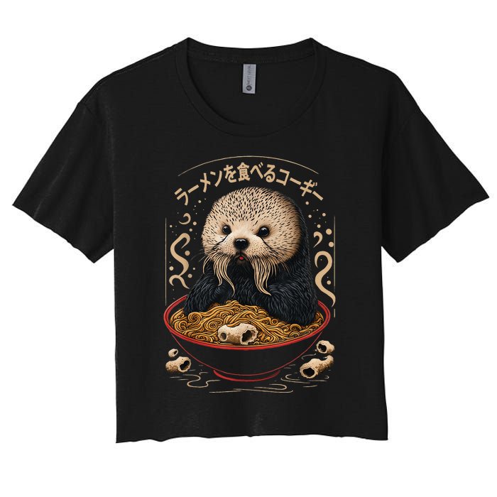 Kawaii Otter Japanese Ra noodles soup Otter Lover Women's Crop Top Tee