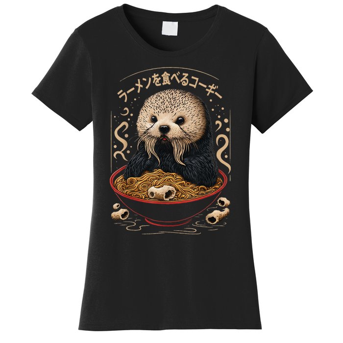 Kawaii Otter Japanese Ra noodles soup Otter Lover Women's T-Shirt