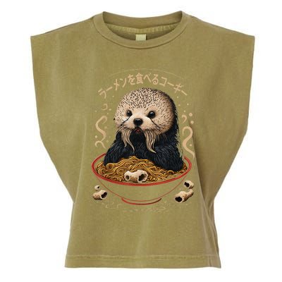 Kawaii Otter Japanese Ra noodles soup Otter Lover Garment-Dyed Women's Muscle Tee