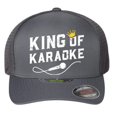 King Of Karaoke Funny Singing Singer Gift Flexfit Unipanel Trucker Cap