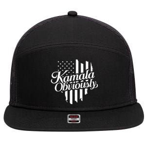 Kamala Obviously Kamala Harris Vote 2024 7 Panel Mesh Trucker Snapback Hat