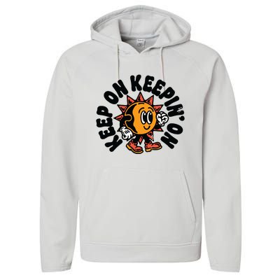 Keep On Keepin On Retro Positivity Vintage Performance Fleece Hoodie