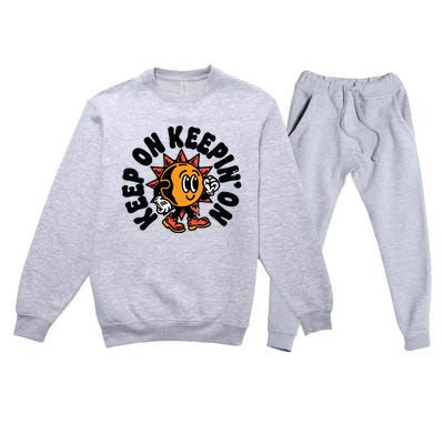 Keep On Keepin On Retro Positivity Vintage Premium Crewneck Sweatsuit Set