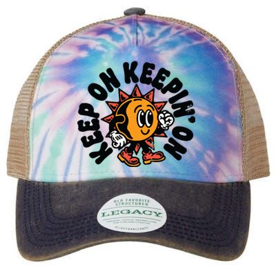 Keep On Keepin On Retro Positivity Vintage Legacy Tie Dye Trucker Hat