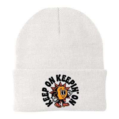 Keep On Keepin On Retro Positivity Vintage Knit Cap Winter Beanie