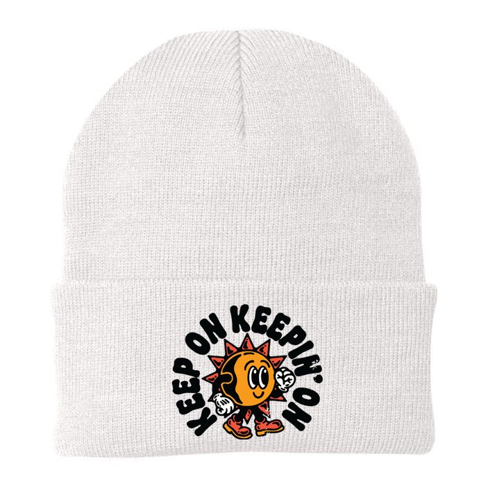 Keep On Keepin On Retro Positivity Vintage Knit Cap Winter Beanie