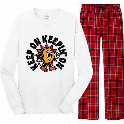 Keep On Keepin On Retro Positivity Vintage Long Sleeve Pajama Set