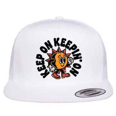 Keep On Keepin On Retro Positivity Vintage Flat Bill Trucker Hat