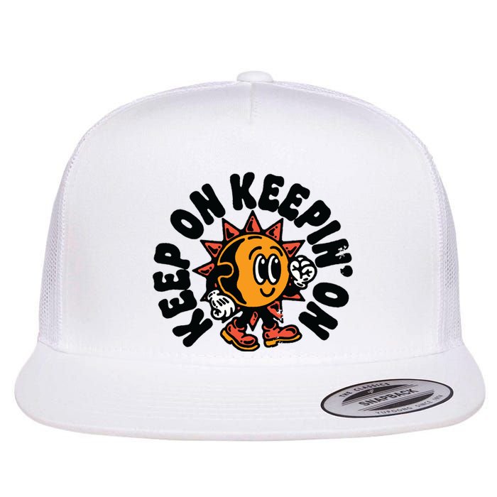 Keep On Keepin On Retro Positivity Vintage Flat Bill Trucker Hat