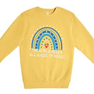 Kinds Of Minds Puzzle April Blue Rainbow Autism Awareness Meaningful Gift Premium Crewneck Sweatshirt