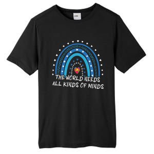 Kinds Of Minds Puzzle April Blue Rainbow Autism Awareness Meaningful Gift Tall Fusion ChromaSoft Performance T-Shirt