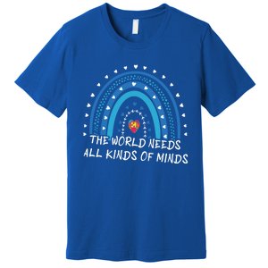 Kinds Of Minds Puzzle April Blue Rainbow Autism Awareness Meaningful Gift Premium T-Shirt