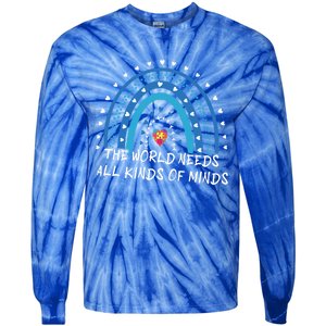 Kinds Of Minds Puzzle April Blue Rainbow Autism Awareness Meaningful Gift Tie-Dye Long Sleeve Shirt