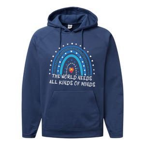 Kinds Of Minds Puzzle April Blue Rainbow Autism Awareness Meaningful Gift Performance Fleece Hoodie