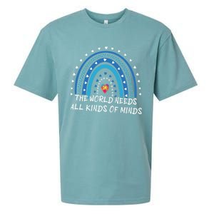 Kinds Of Minds Puzzle April Blue Rainbow Autism Awareness Meaningful Gift Sueded Cloud Jersey T-Shirt