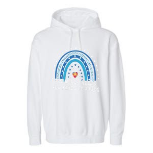 Kinds Of Minds Puzzle April Blue Rainbow Autism Awareness Meaningful Gift Garment-Dyed Fleece Hoodie