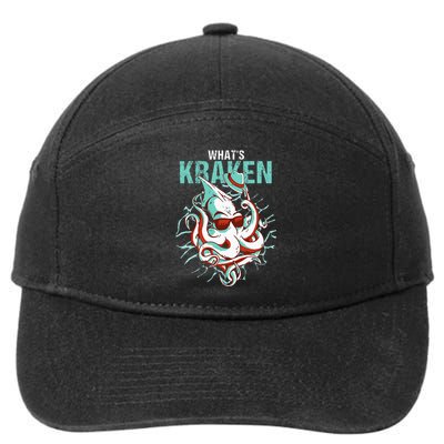 Kraken Ocean Monster Diver Surfer Beach Lover Whats Kraken 7-Panel Snapback Hat