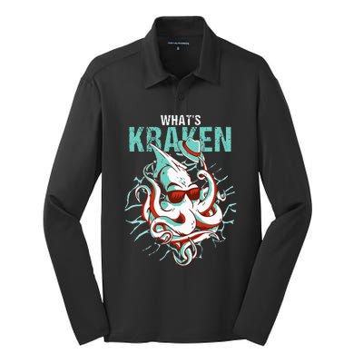 Kraken Ocean Monster Diver Surfer Beach Lover Whats Kraken Silk Touch Performance Long Sleeve Polo