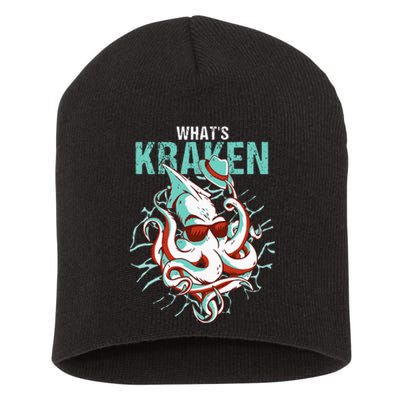 Kraken Ocean Monster Diver Surfer Beach Lover Whats Kraken Short Acrylic Beanie