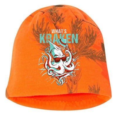 Kraken Ocean Monster Diver Surfer Beach Lover Whats Kraken Kati - Camo Knit Beanie