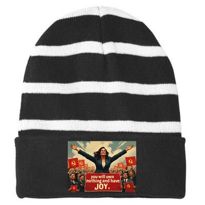 Kamunist Own Nothing And Have Joy Stop The Kammunism Harris Striped Beanie with Solid Band