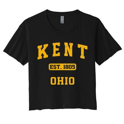 Kent Ohio OH Vintage State Athletic Style Women's Crop Top Tee