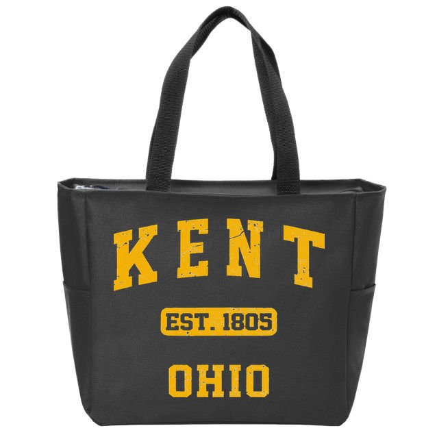 Kent Ohio OH Vintage State Athletic Style Zip Tote Bag