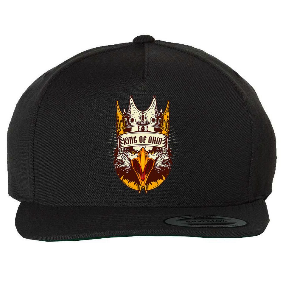 King Of Ohio Ironic Meme Brainrot Trendy Rizz Quote Wool Snapback Cap