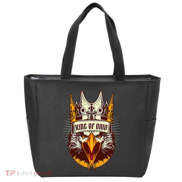 King Of Ohio Ironic Meme Brainrot Trendy Rizz Quote Zip Tote Bag