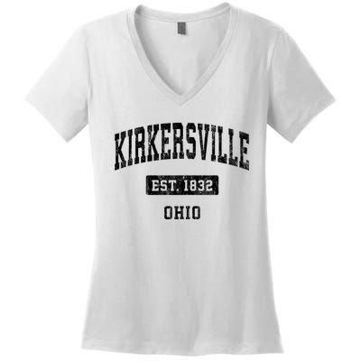 Kirkersville Ohio Oh Vintage Sports Established Design Women's V-Neck T-Shirt