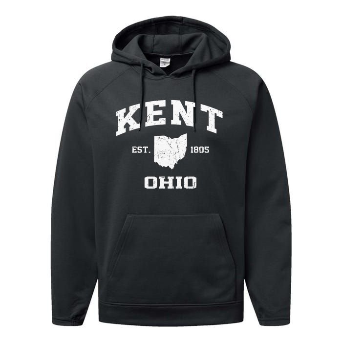 Kent Ohio OH Vintage State Athletic Style Performance Fleece Hoodie