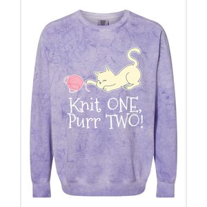 Knit One Purr Two Cat Lover Yarn Crocheting Gift Colorblast Crewneck Sweatshirt