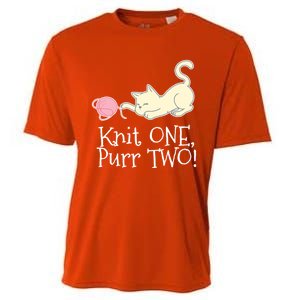 Knit One Purr Two Cat Lover Yarn Crocheting Gift Cooling Performance Crew T-Shirt