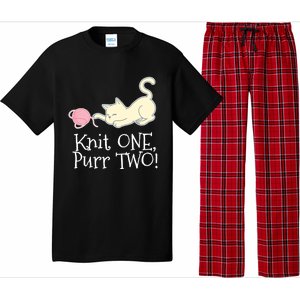 Knit One Purr Two Cat Lover Yarn Crocheting Gift Pajama Set