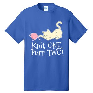 Knit One Purr Two Cat Lover Yarn Crocheting Gift Tall T-Shirt