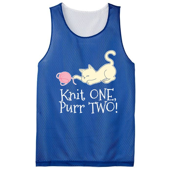 Knit One Purr Two Cat Lover Yarn Crocheting Gift Mesh Reversible Basketball Jersey Tank