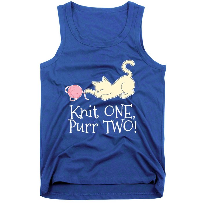 Knit One Purr Two Cat Lover Yarn Crocheting Gift Tank Top