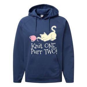 Knit One Purr Two Cat Lover Yarn Crocheting Gift Performance Fleece Hoodie