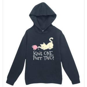 Knit One Purr Two Cat Lover Yarn Crocheting Gift Urban Pullover Hoodie