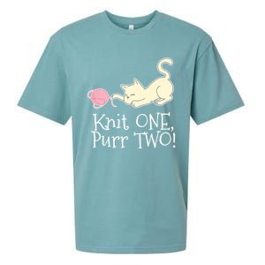 Knit One Purr Two Cat Lover Yarn Crocheting Gift Sueded Cloud Jersey T-Shirt