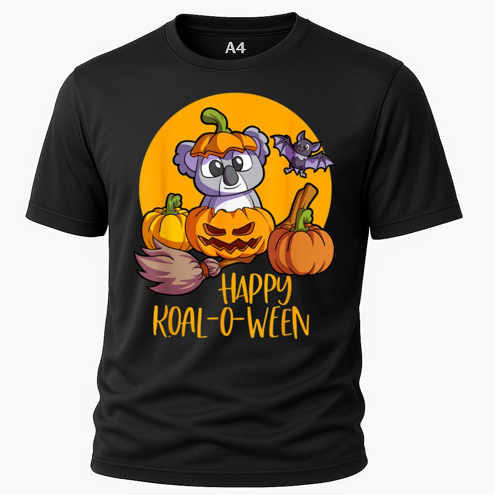 Koala On Pumpkin Witch Hat Pumpkin Face Halloween Koala Cooling Performance Crew T-Shirt