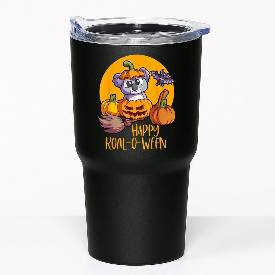 Koala On Pumpkin Witch Hat Pumpkin Face Halloween Koala Tumbler
