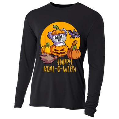 Koala On Pumpkin Witch Hat Pumpkin Face Halloween Koala Cooling Performance Long Sleeve Crew