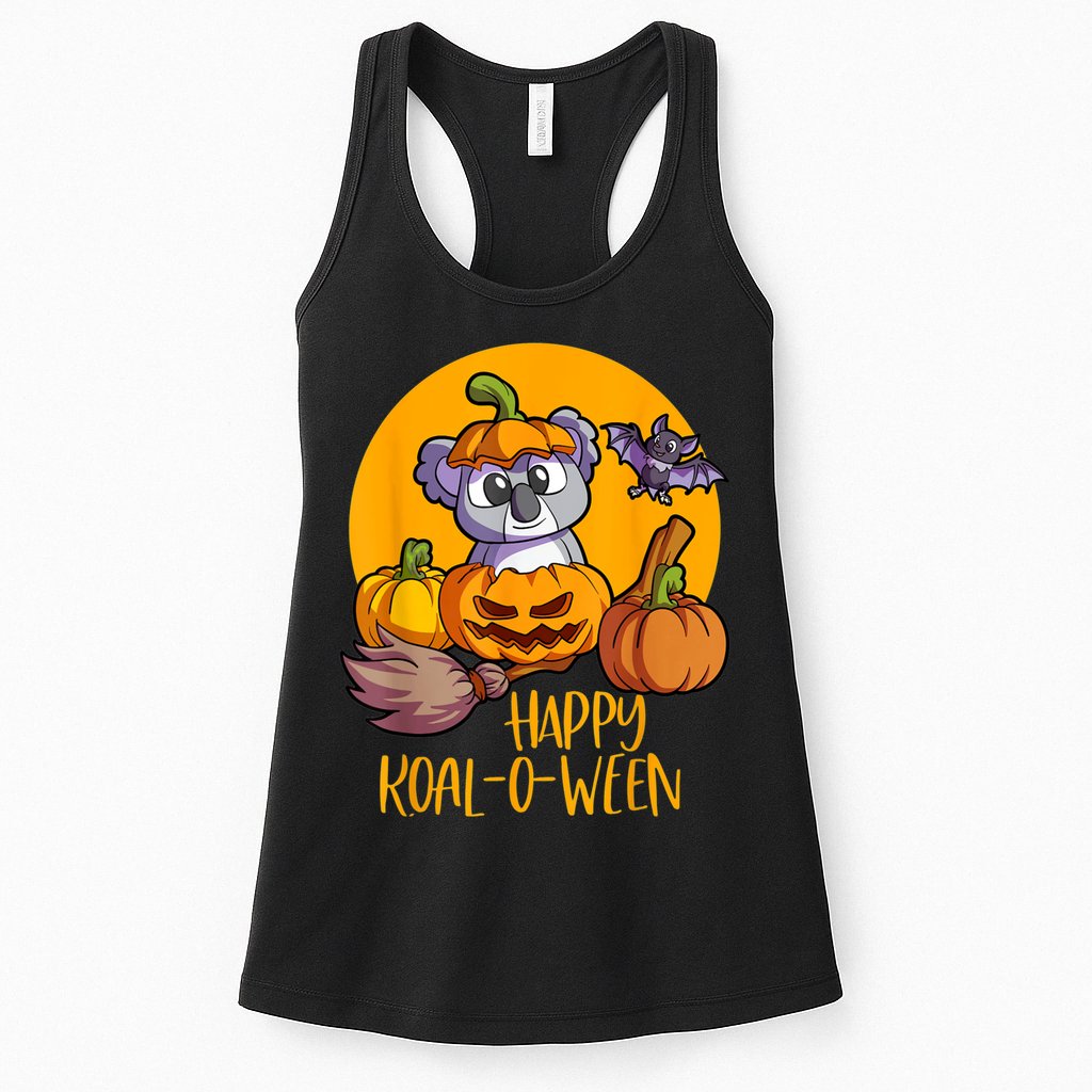 Koala On Pumpkin Witch Hat Pumpkin Face Halloween Koala Womens Tank Top