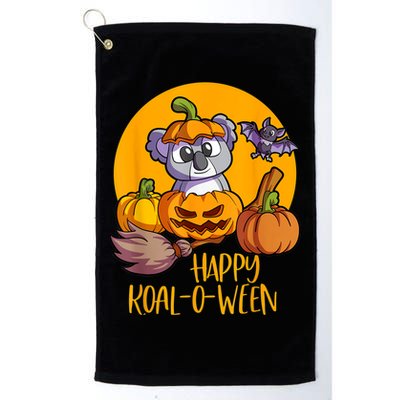 Koala On Pumpkin Witch Hat Pumpkin Face Halloween Koala Golf Towel