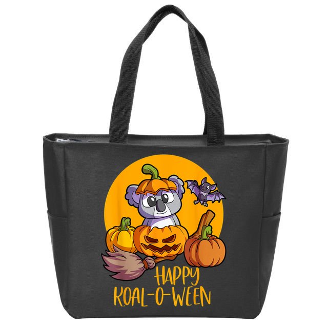 Koala On Pumpkin Witch Hat Pumpkin Face Halloween Koala Zip Tote Bag
